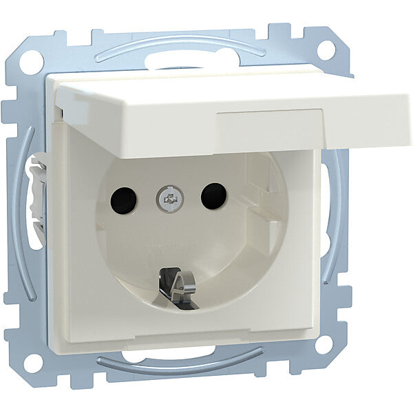 Merten SCHUKO-Steckdose pws/gl m.Klappdeckel IP44 MEG2414-0319